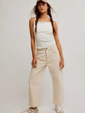 WE THE FREE Deep Trance Dropped Barrel Boyfriend Jeans In Casual Khaki Size 26